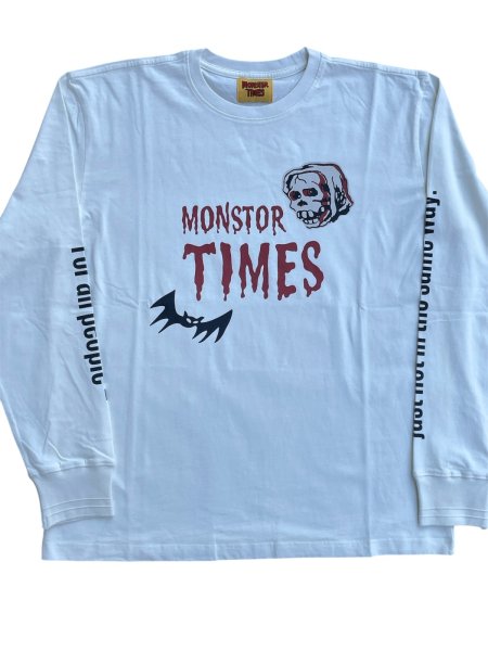 画像1: MONSTOR TIMES/BAT & SKULL Tee Shirt LS ( IVORY ) AP-079 (1)