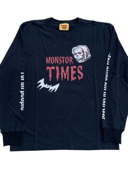 画像1: MONSTOR TIMES/BAT & SKULL Tee Shirt LS ( BLACK ) AP-080 (1)