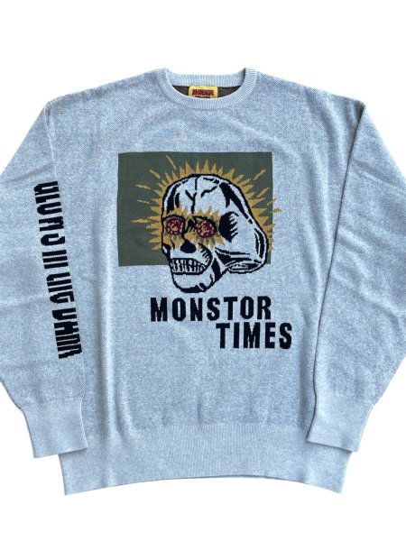 画像1: MONSTOR TIMES/SKULL RING Jacquard Knit ( OATMEAL ) AP-081 (1)