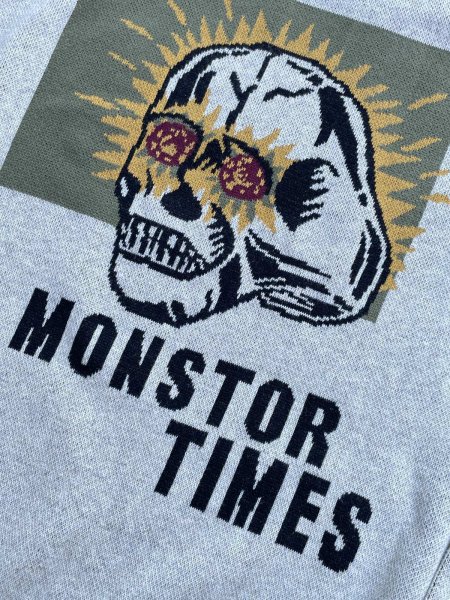 画像2: MONSTOR TIMES/SKULL RING Jacquard Knit ( OATMEAL ) AP-081 (2)