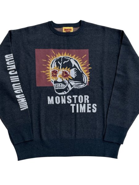画像1: MONSTOR TIMES/SKULL RING Jacquard Knit ( BLACK ) AP-082 (1)